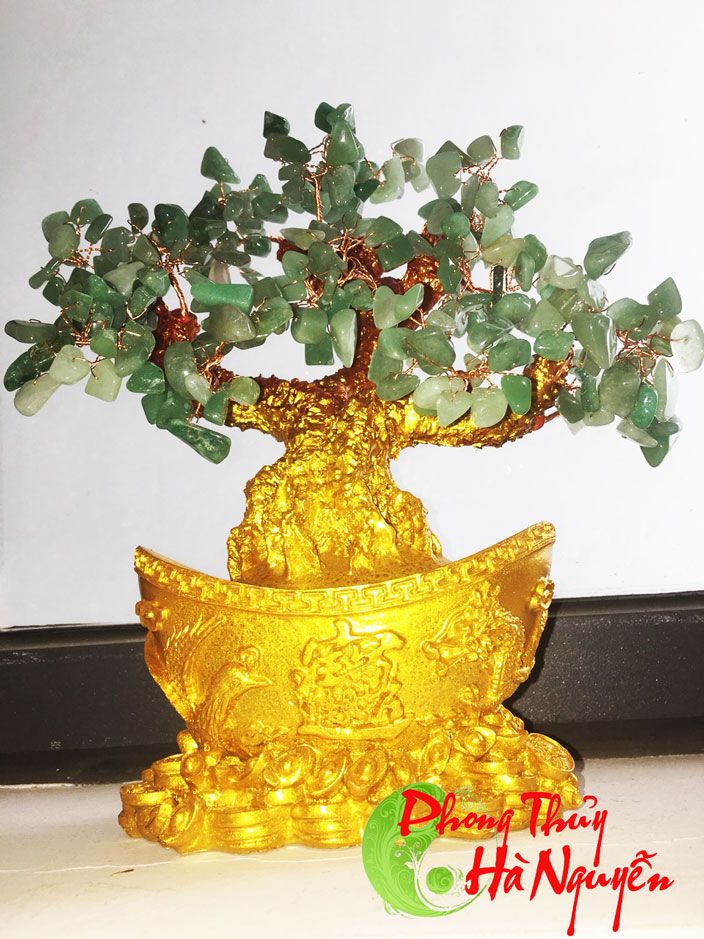 cây tài lộc đá phong thủy màu xanh